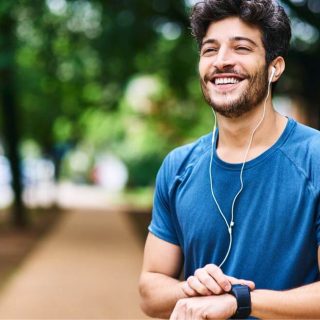 healthy male running outdoors