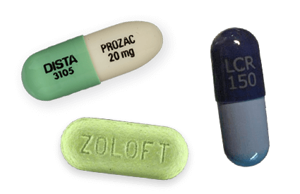 Prozac, Zoloft and Luvox pills